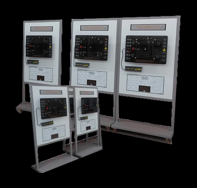 Temel uçak elektrik devrelerini gösteren modüler eğitim panelleri